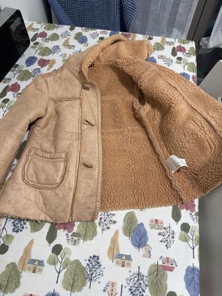 Abrigo niña borreguito beige talla 5 años