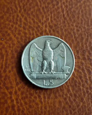 Italia. 5 liras 1927 Plata. Vittorio Emanuele III