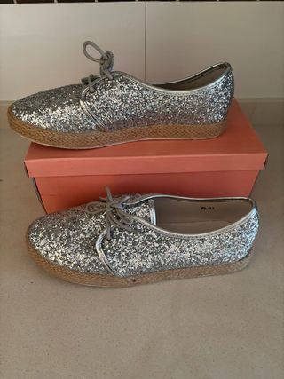 Zapatos Alpargata Mujer Plata Talla 41