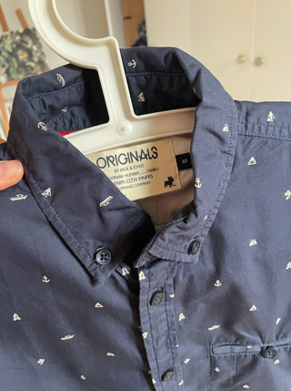 Camisa azul marino estampada hombre S