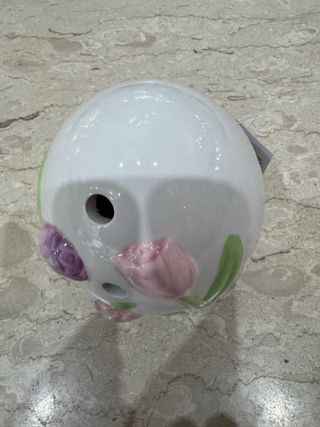 Uovo Ceramica Decorato con Tulipani e LED