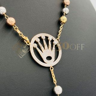 ROSARIO CORONA TRICOLOR. Oro 18k.