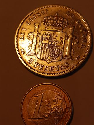 Moneda 5 Ptas plata Rey Alfonso XII 1877