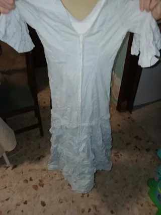 Traje de flamenca para niña celeste