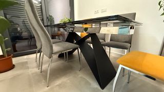 Mesa y 6 sillas Cristal Acero Premium Muebles Rey