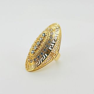 LANZADERA GRANDE CON GRECA AZUL . Oro 18k.