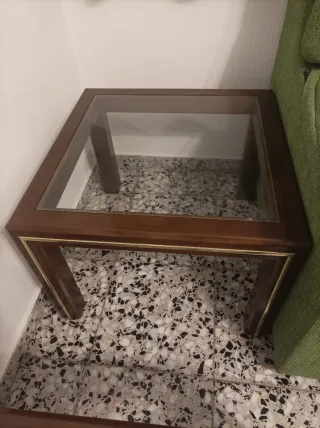 2 Mesas Centro Madera y Cristal