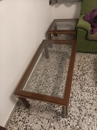 2 Mesas Centro Madera y Cristal