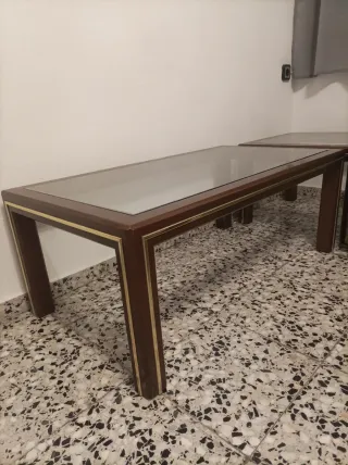 2 Mesas Centro Madera y Cristal