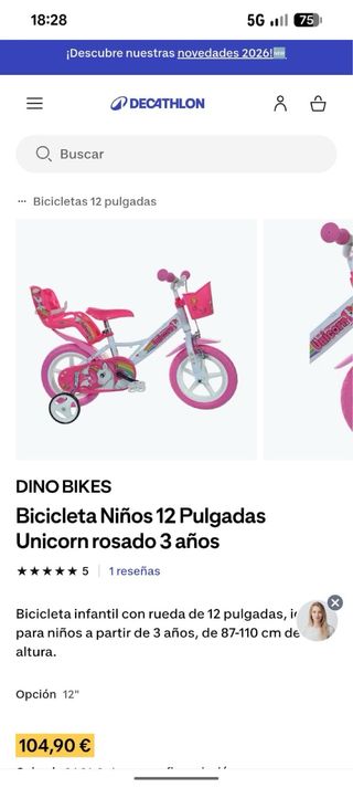 Bicicleta Unicornio 12 Decathlon