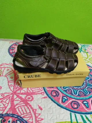 Sandalias de piel hombre Crube marrones