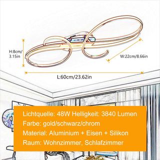 Lámpara de Techo LED Moderna Cromada 60cm