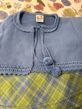 Vestido de cuadros verde y azul para 2 años