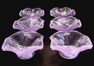 Set 6 Cuencos Vidrio Neodimio "Alejandrita" Raros.