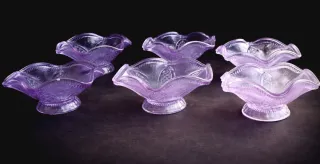 Set 6 Cuencos Vidrio Neodimio "Alejandrita" Raros.