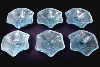 Set 6 Cuencos Vidrio Neodimio "Alejandrita" Raros.