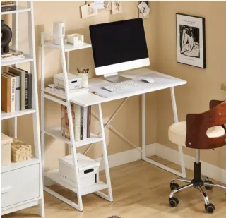 Escritorio Blanco con Estanterías