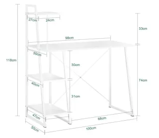 Escritorio Blanco con Estanterías