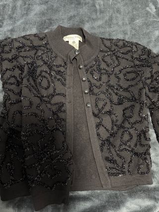 Conjunto Dior: Body y Cárdigan Negro. Dior vintage