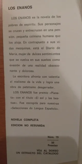 Novela 1971 "Los Enanos" Concha Alós