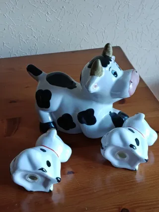 Set Vintage Cerámica Vacas Suiza