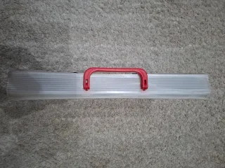 Cartellina scuola trasparente con manico rosso