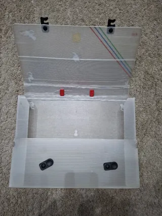 Cartellina scuola trasparente con manico rosso