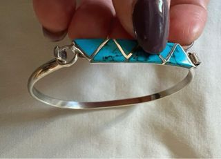 Pulsera Plata Turquesa Triángulos