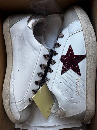 Zapatillas Golden Goose Superstar Glitter Rojas.