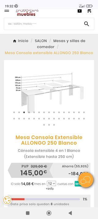 Mesa Extensible Blanca