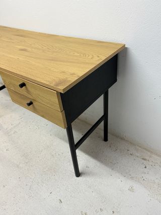 Scrivania in legno e metallo con 2 cassetti