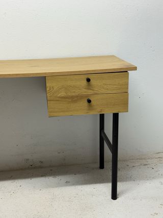 Scrivania in legno e metallo con 2 cassetti