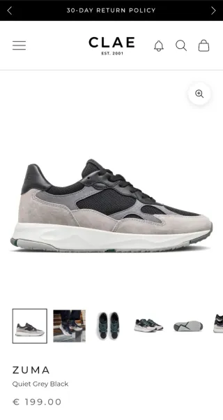 Zuma Clae Quiet Grey Black Sneakers