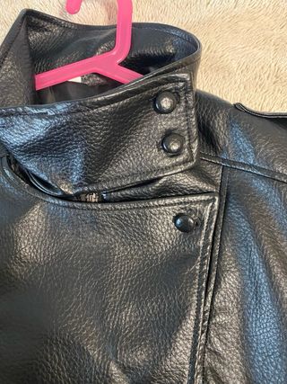 Cazadora de cuero negra, Za, YSL style, oversize