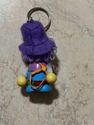Portachiavi vintage clown in legno e stoffa