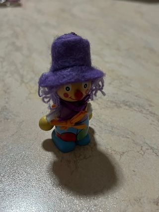 Portachiavi vintage clown in legno e stoffa