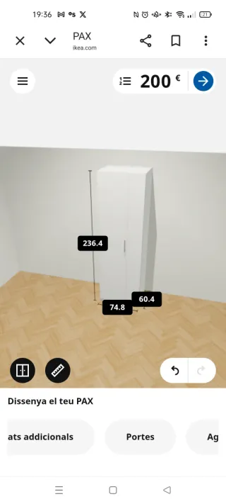 Armario PAX Ikea 75cm Ancho x 236cm Alto