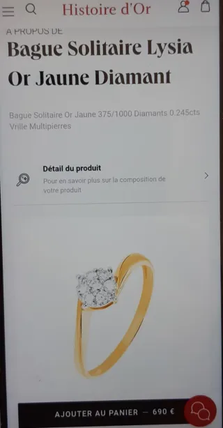 Anillo oro 9kt diamantes Histoire d'Or