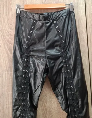 Leggings efecto cuero Shein lace up Talla XL