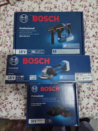 Lote Cajas Bosch: Taladro, Amoladora y Batería