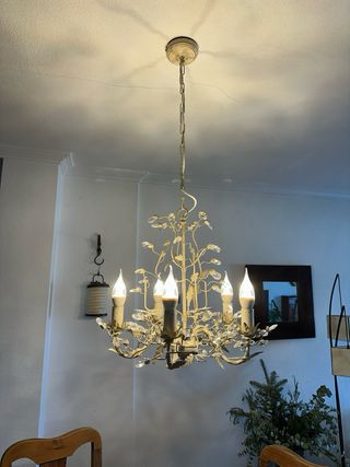 Lámpara chandelier metal y cristal 5 luces
