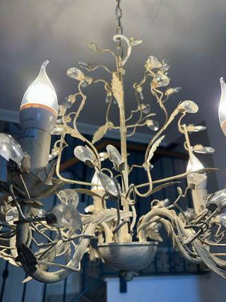 Lámpara chandelier metal y cristal 5 luces