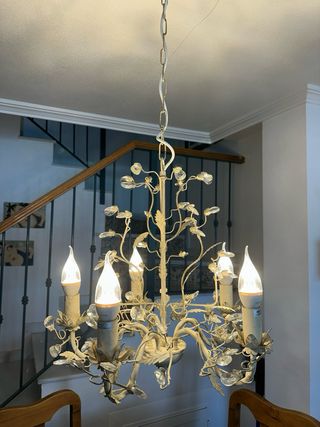 Lámpara chandelier metal y cristal 5 luces