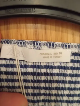 Top Zara Cuadro Vichy Lazos Talla L