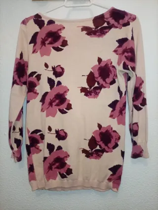 Jersey floral beige y rosa