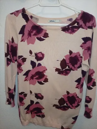 Jersey floral beige y rosa