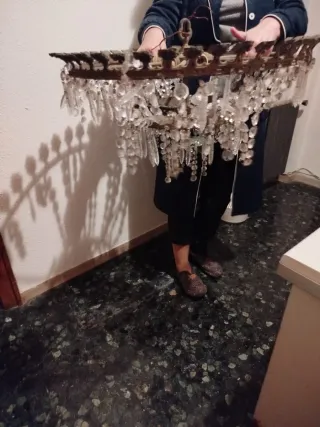 Lámpara araña antigua metal y cristal