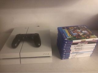 Consola PS4 Blanca + Mando + Juegos