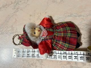 Portachiavi vintage bambolina abito scozzese
