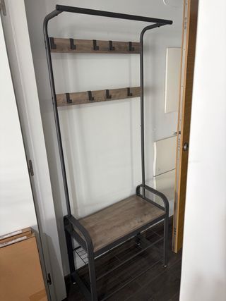 Perchero Zapatero Metálico y Madera